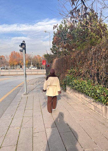 Kahverengi Etnik Desenli Midi Kadın Mont - Görsel 2