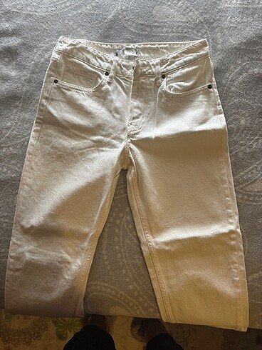 beyaz straight fit pantolon