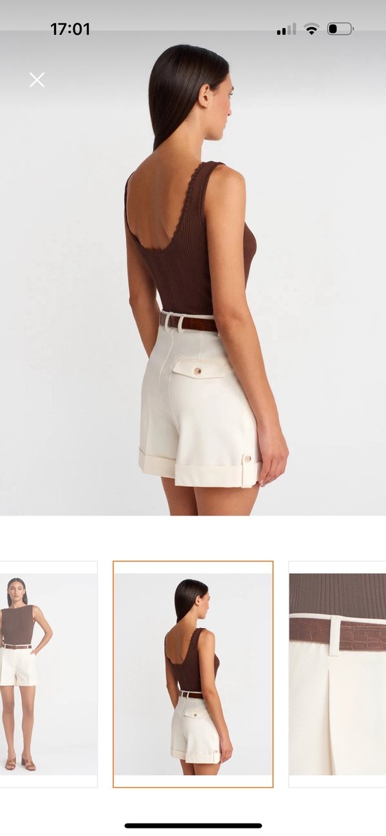 dilvin Kemerli Mini beyaz Şort - Görsel 2