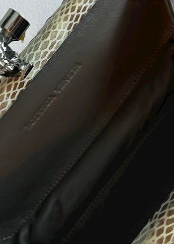 Bottega Veneta marka Bej Deri Yılan Desenli Kadın Portföy - Görsel 2