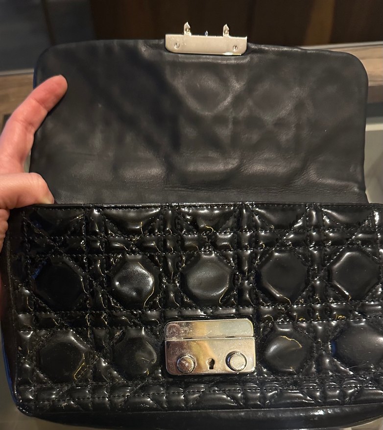 Dior Marka Zincir Askılı Siyah Rugan Kadın Çanta - Görsel 3