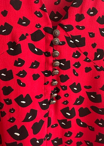 Academia marka Kırmızı Düğmeli Mini Elbise - Görsel 2