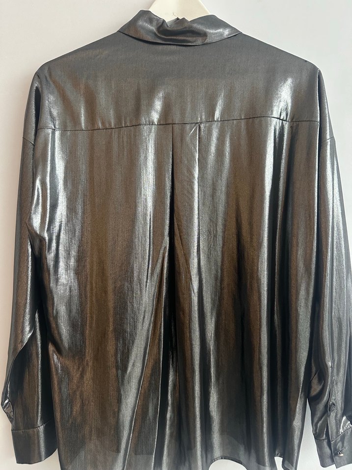 Academia marka Parlak Kumaş Kadın Gömlek - Görsel 5