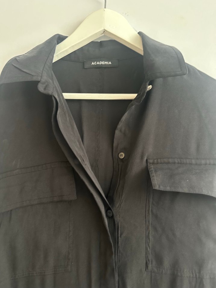 Academia Marka Siyah Kadın Uzun İpek Tulum - Görsel 2