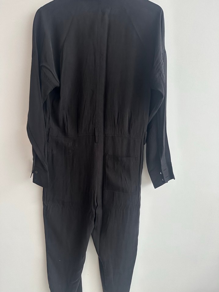 Academia Marka Siyah Kadın Uzun İpek Tulum - Görsel 3