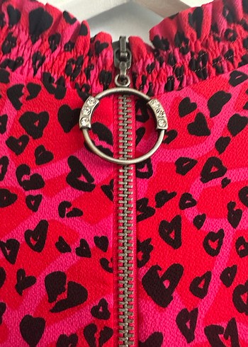 Academia Marka Desenli Kırmızı Elbise - Görsel 5