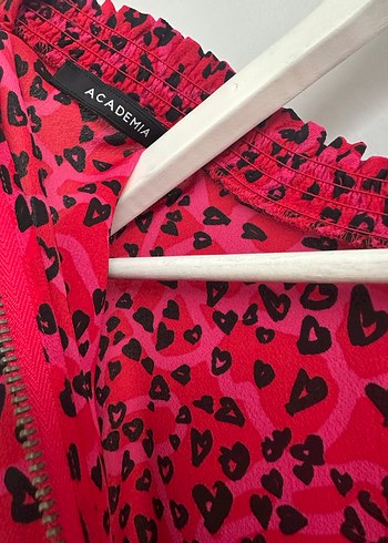 Academia Marka Desenli Kırmızı Elbise - Görsel 3