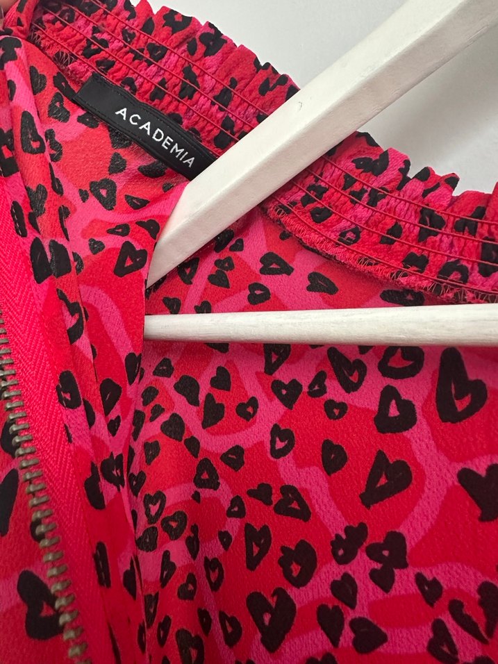 Academia Marka Desenli Kırmızı Elbise - Görsel 3