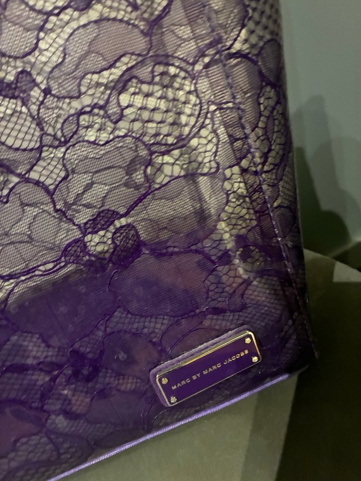 Marc Jacobs şeffaf Mor renkli yazlık Kadın Çanta - Görsel 2