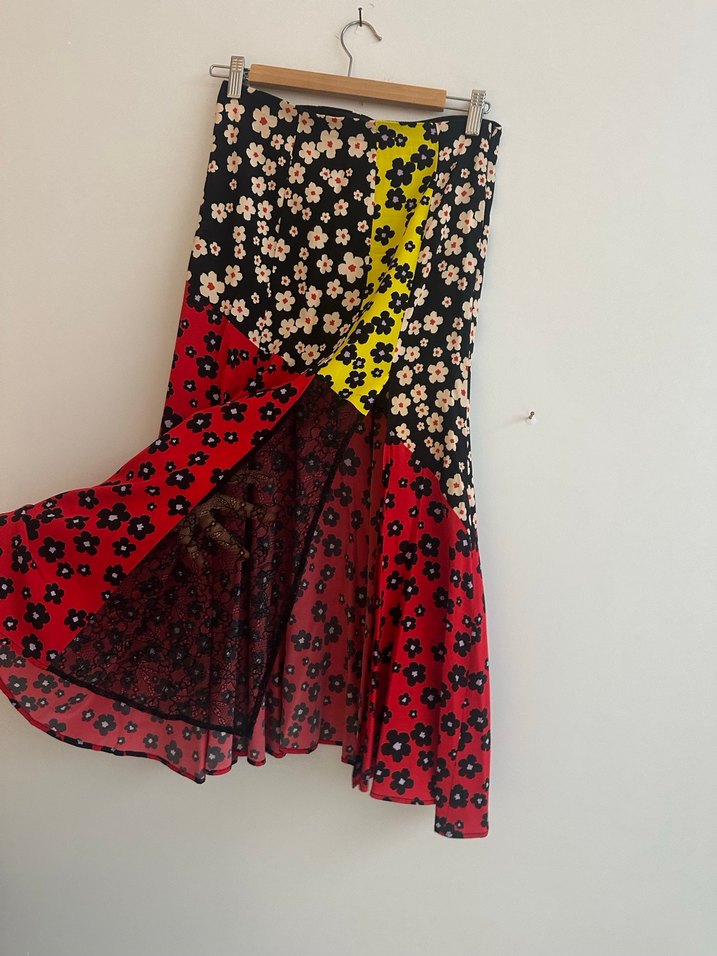 Beymen Academia Marka Çiçek Desenli Uzun Yırtmaçlı Midi Etek - Görsel 2