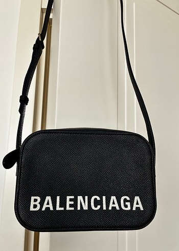 Lacivert Deri Balenciaga Çapraz Çanta - Görsel 3