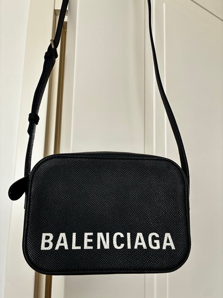 Lacivert Deri Balenciaga Çapraz Çanta - Görsel 3