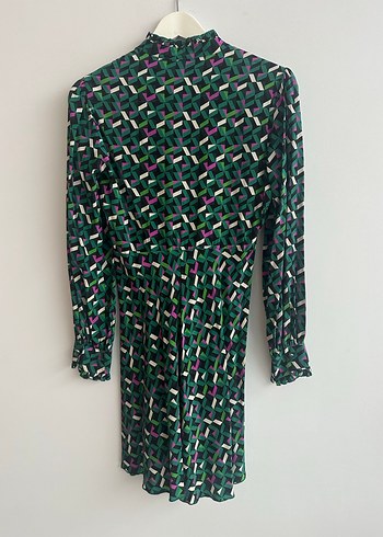 Academia İpek Elbise Uzun Kollu, Düğmeli Mini Elbise - Görsel 3