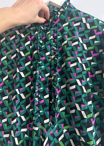 Academia İpek Elbise Uzun Kollu, Düğmeli Mini Elbise - Görsel 2