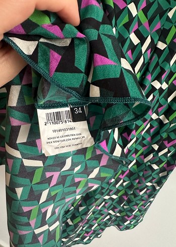 Academia İpek Elbise Uzun Kollu, Düğmeli Mini Elbise - Görsel 4