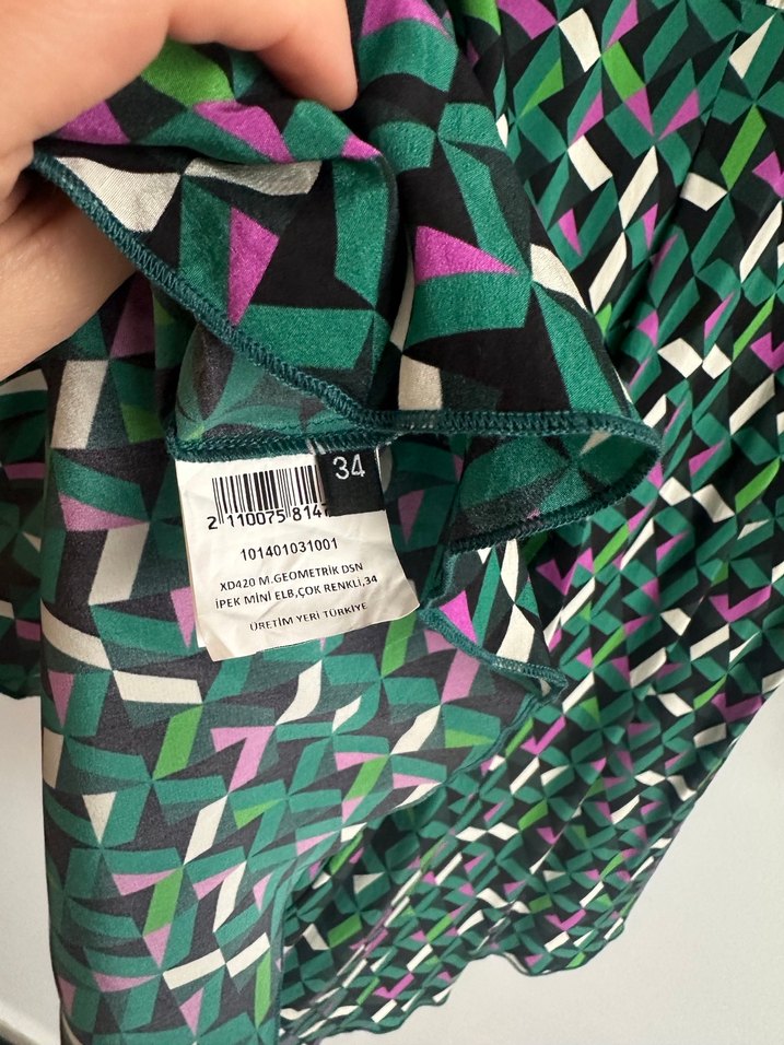 Academia İpek Elbise Uzun Kollu, Düğmeli Mini Elbise - Görsel 4