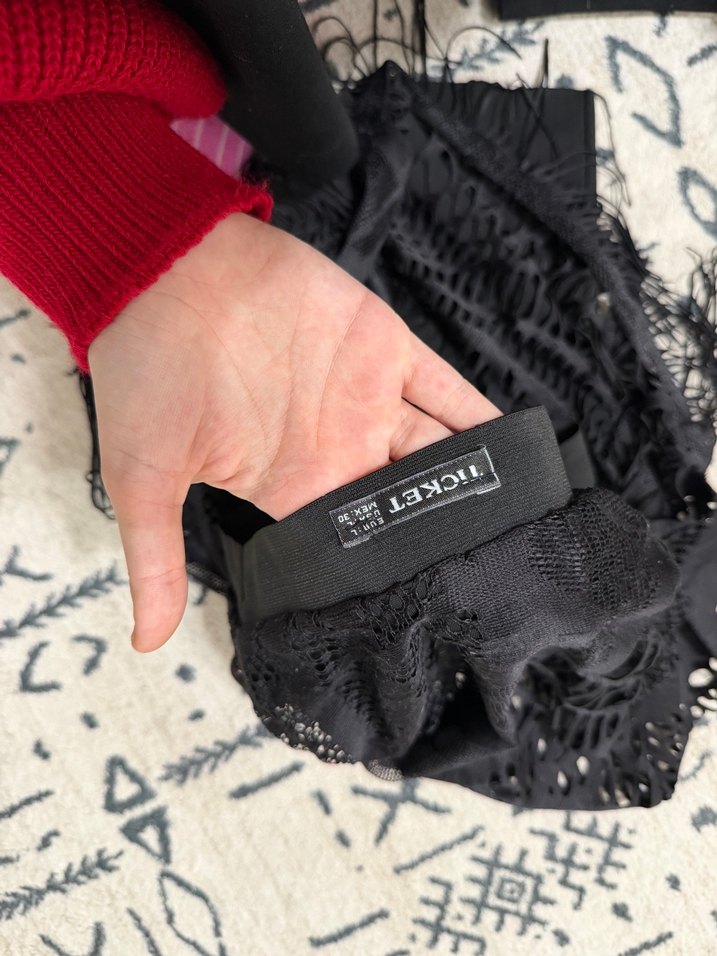 Dantel Detaylı Siyah Yılan Desenli Midi Hamile Eteği - Görsel 2