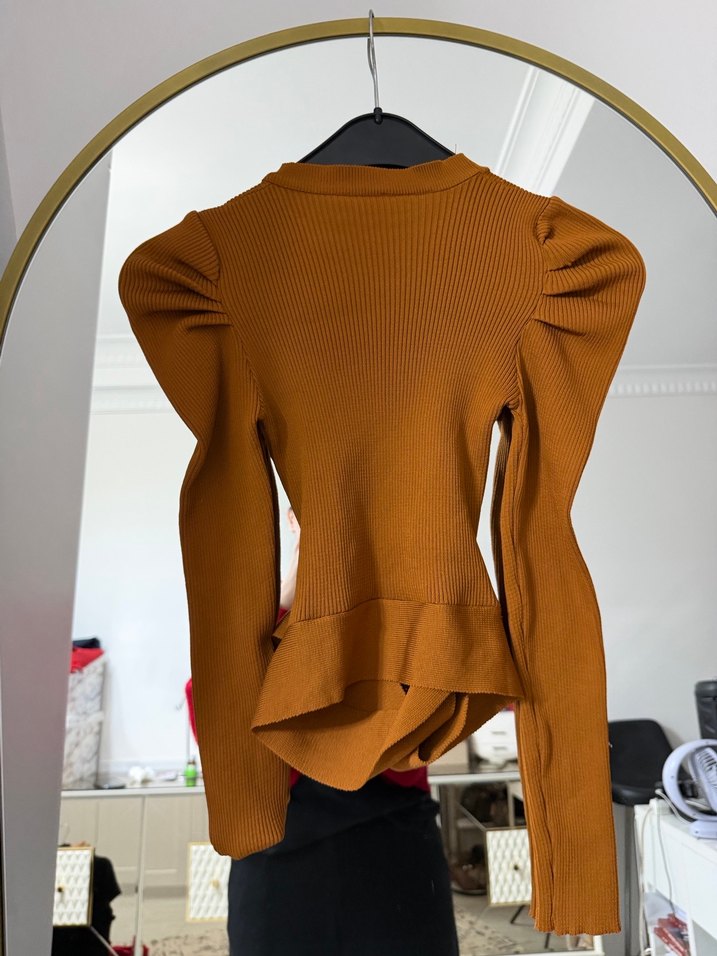 Kahverengi Kısa Örgü Kadın Kazak - Görsel 3