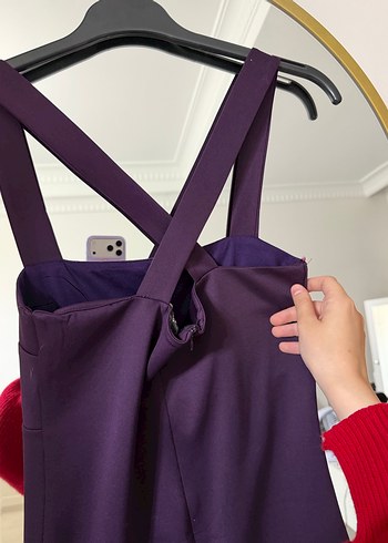 Mor Askılı Midi Elbise - Görsel 3