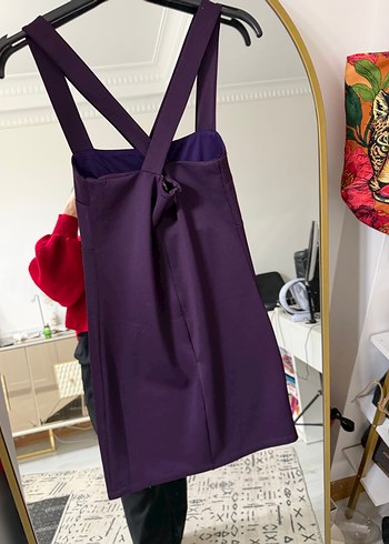 Mor Askılı Midi Elbise - Görsel 2