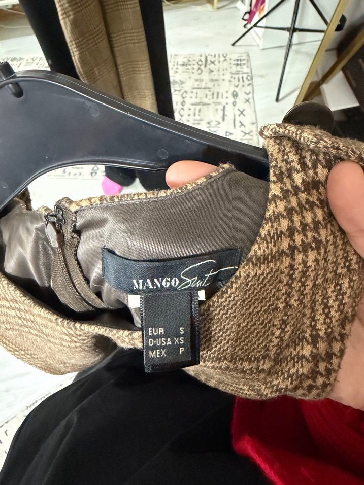 Kahverengi Kemerli Kareli Midi Elbise - Görsel 3