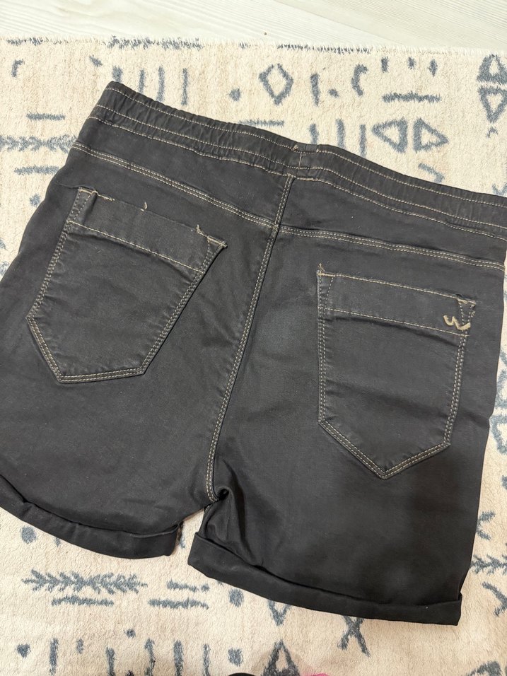 Siyah Rahat Kesim Mini Kot Şort - Görsel 3