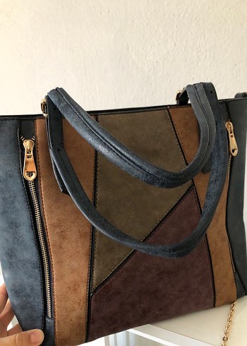 Tokalı Çok Renkli Kadın Süet Çanta - Görsel 5