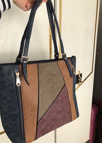 Tokalı Çok Renkli Kadın Süet Çanta - Görsel 3