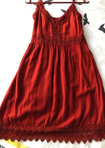 Dantel Detaylı Beyaz Midi Bohem Elbise - Görsel 5