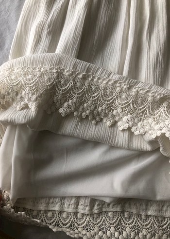 Dantel Detaylı Beyaz Midi Bohem Elbise - Görsel 2