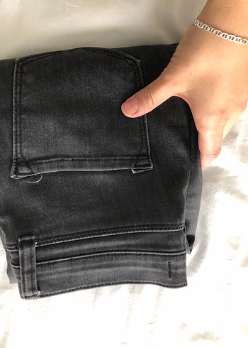 Gri Düğmeli Kadın Denim Pantolon - Görsel 3