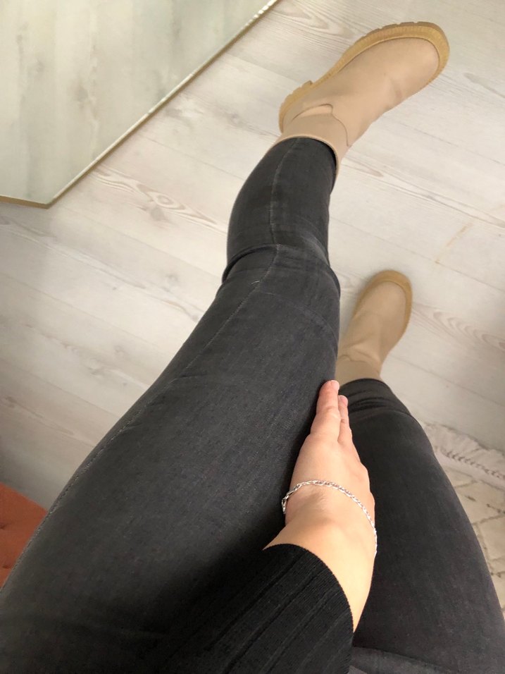 Gri Düğmeli Kadın Denim Pantolon - Görsel 4