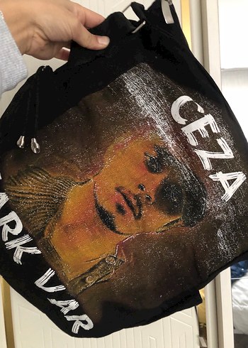 Siyah Baskılı Fermuarlı Kadın Çanta - Görsel 9