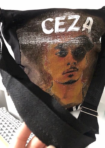 Siyah Baskılı Fermuarlı Kadın Çanta - Görsel 8