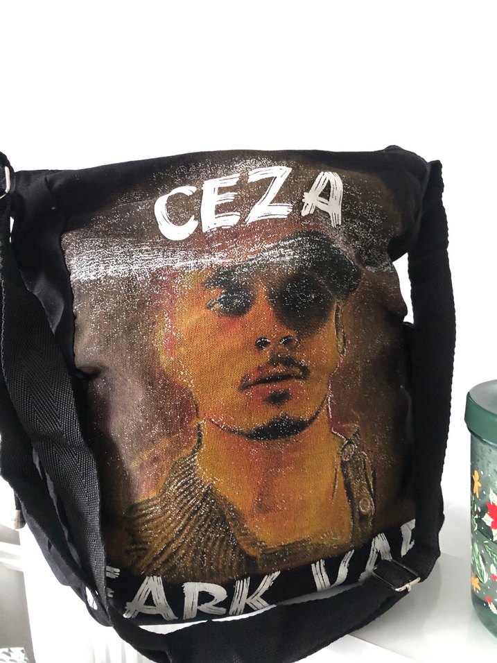 Siyah Baskılı Fermuarlı Kadın Çanta - Görsel 3