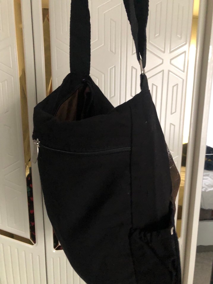 Siyah Baskılı Fermuarlı Kadın Çanta - Görsel 4