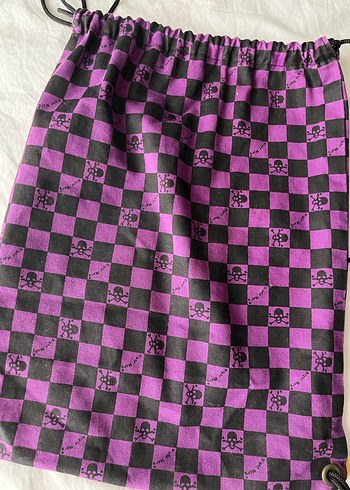 Mor Siyah Kareli Kadın Sırt Çantası - Görsel 3