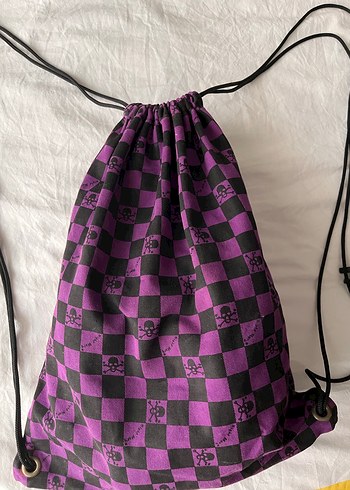 Mor Siyah Kareli Kadın Sırt Çantası - Görsel 2