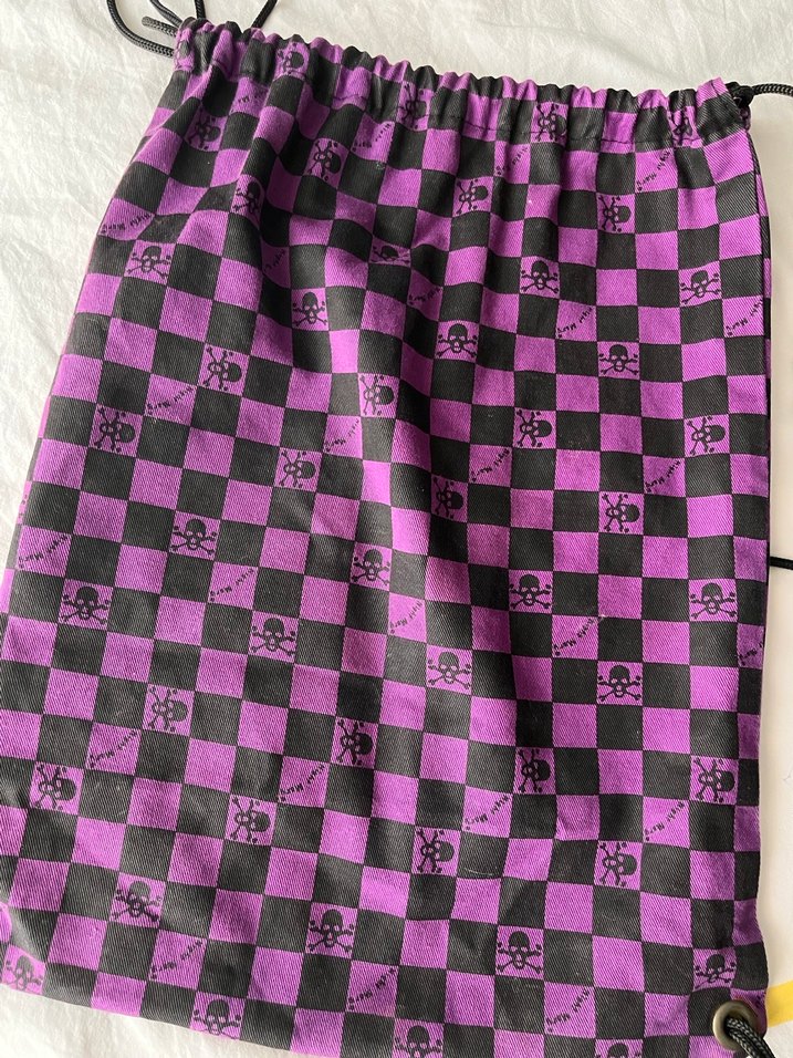 Mor Siyah Kareli Kadın Sırt Çantası - Görsel 3