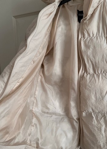 Bej Keten erkek şişme Mont - Görsel 3