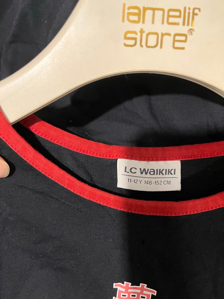 Kız Siyah Baskılı Kısa Kollu Tişört - Görsel 3