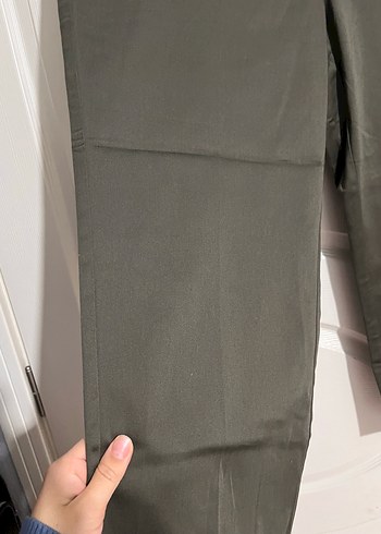 Kadın Haki Kumaş Pantolon Midi Boy - Görsel 7