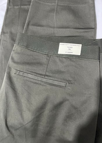 Kadın Haki Kumaş Pantolon Midi Boy - Görsel 6