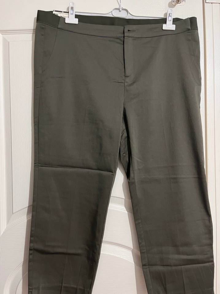 Kadın Haki Kumaş Pantolon Midi Boy - Görsel 3