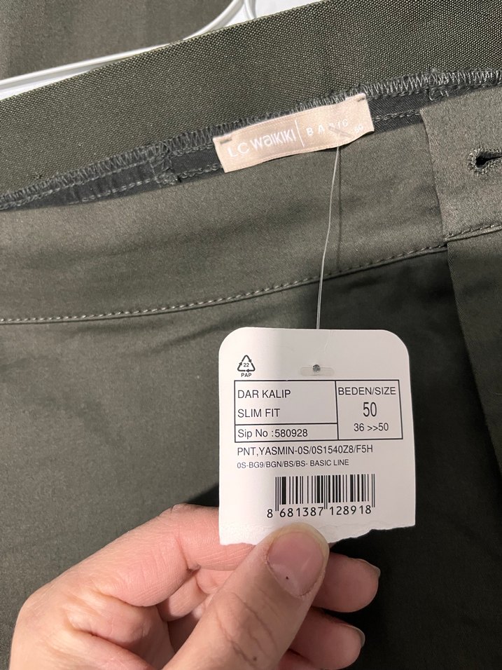 Kadın Haki Kumaş Pantolon Midi Boy - Görsel 2