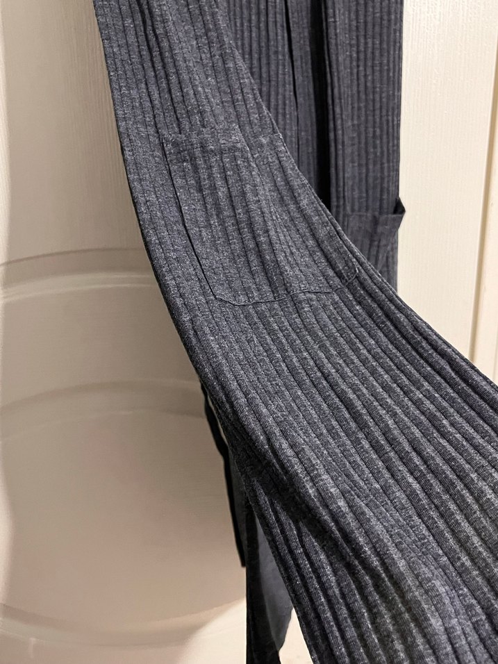 Gri penye Kadın Uzun Triko yelek - Görsel 2