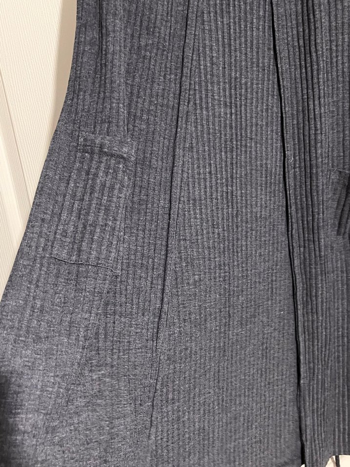 Gri penye Kadın Uzun Triko yelek - Görsel 3