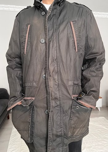 Gri Kemerli Midi erkek  trençkot - Görsel 4