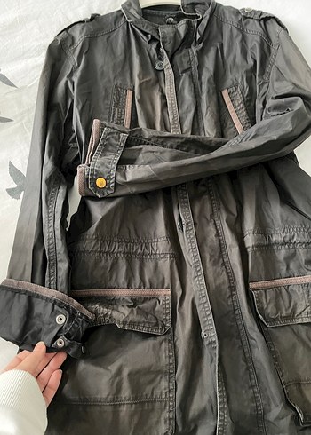 Gri Kemerli Midi erkek  trençkot - Görsel 3