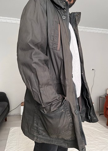 Gri Kemerli Midi erkek  trençkot - Görsel 5